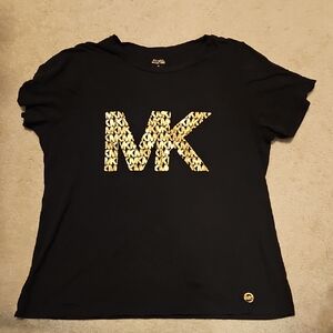 Michael Kors Black Tee with Gold MK Design